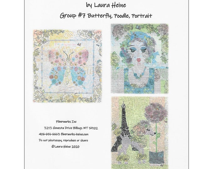 Teeny Tiny Collage #7 Quilt Pattern // Butterfly Poodle Portrait by Laura Heine for Fiberworks FBWTT7