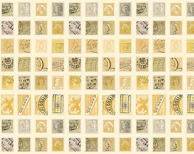 Tim Holtz Yellow Palette Stamps Fabric // FreeSpirit PWTH241.YELLOW by the Half Yard