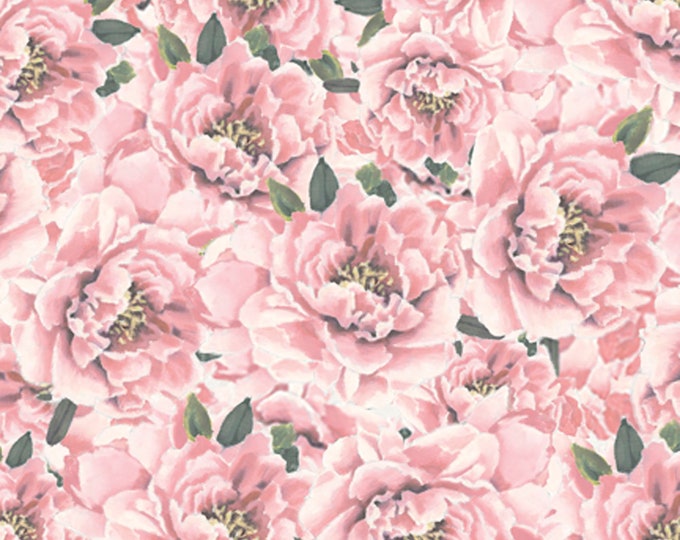 Forever Fashion Peonies Fabric by David Textiles DATWA-5502-8C-2 Pink by the Half Yard