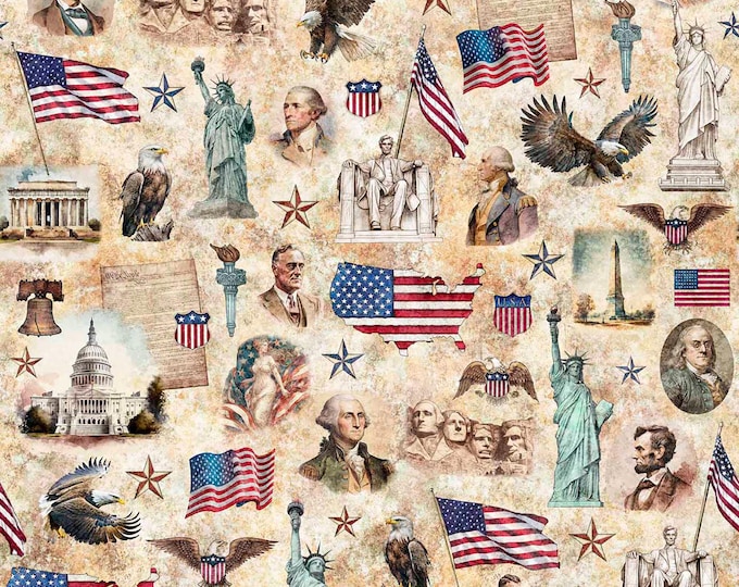 American Spirit Patriotic Vignette Fabric // Quilting Treasures 30127-E