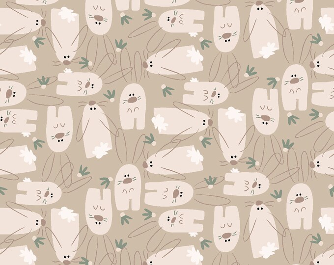 Hunny Bunny Packed Bunnies Fabric // Clothworks Y3722-61 by the HALF Yard