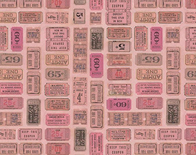 Tim Holtz Pink Palette Tickets Fabric // FreeSpirit PWTH212.PINK by the Half Yard