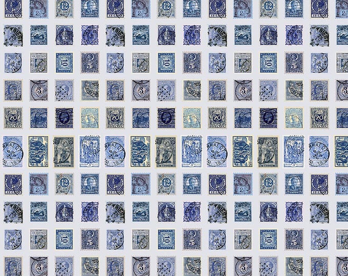 Tim Holtz Indigo Palette Stamps Fabric // FreeSpirit PWTH291.INDIGO by the Half Yard