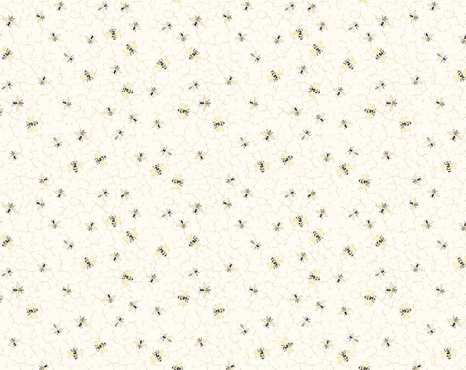 Home Sweet Home Bees on Honeycombs Fabric // Timeless Treasures BEE-CD3047 Ecru by the HALF YARD