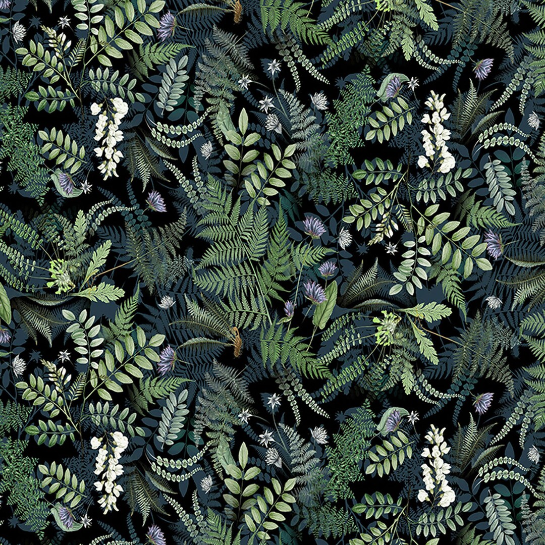 Botanical Journal Ferns Fabric // Clothworks Y32403 by the Etsy