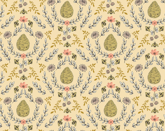 Summer in the Cotswolds Beehive Honey Metallic Fabric // RJR Studios JM203-HO1M by the Half Yard