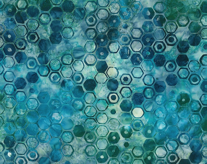 Ride On III Tire Tracks Fabric // Banyan Batiks 80357-62 Tropical Blue by the Half Yard