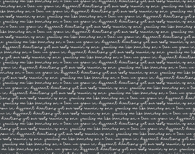 My Heritage Text Fabric Black // Riley Blake C9792 Charcoal by the Half Yard