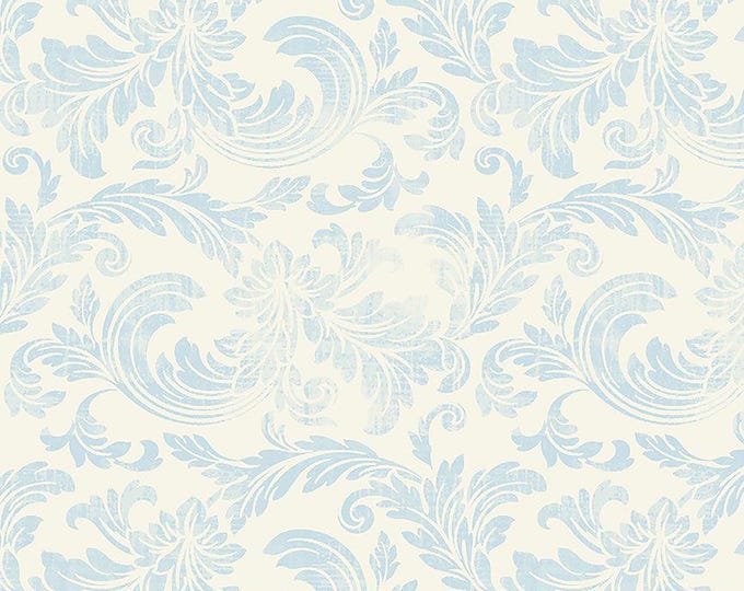 Belle Fleur Tonal Acanthus Leaves Fabric // Timeless Treasures FLEUR-CD3008 Sky by the HALF YARD