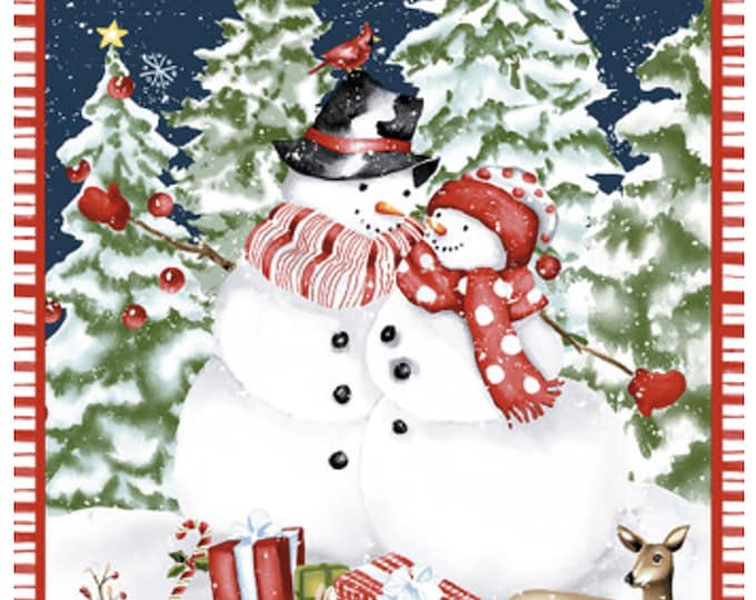 Bundle Up Winter Snowman 24" Panel // Henry Glass 824P-78 Christmas