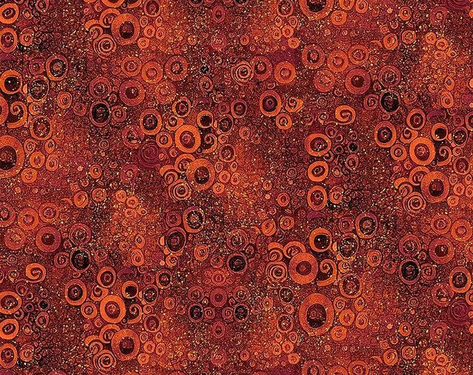 Wings of Gold Floral Metallic Scroll Fabric // Timeless Treasures FLORA-CM2611  RED by the Half Yard