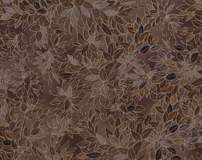 Miyako Taupe Leaf Fabric // RJR Studios 3211-004  by the HALF YARD