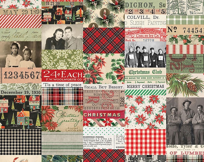Tim Holtz Seasonal Christmas Palette Collage Fabric // FreeSpirit PWTH335.CHRISTMAS by the Half Yard