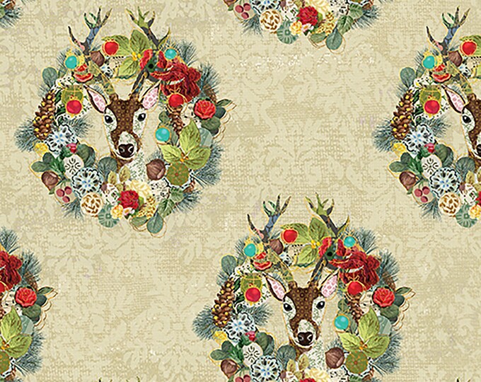 Christmas Magic Joyful Wreaths Fabric // Benartex 13121-07 by the Half Yard
