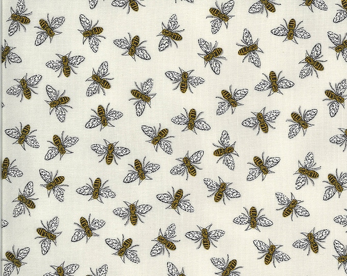 Bee Grateful Buzz Fabric // Moda 19965 14 Dove Grey by the Half Yard