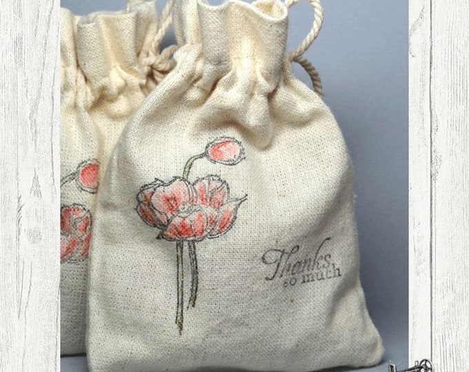 Muslin/Linen Drawstring Favor // Treat Bag Set of 3 by Moda Home 999 44 SML