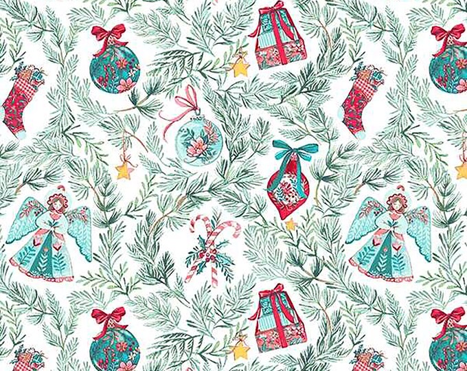 Noel Sweet Ornaments Fabric // Windham 53047-1 White by the Half Yard