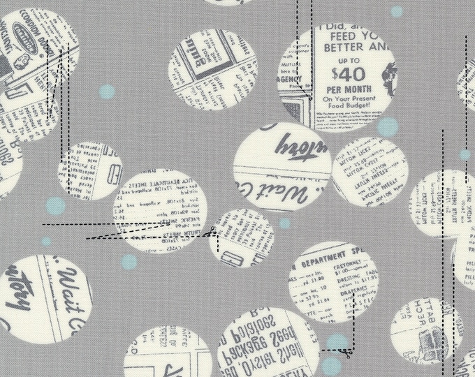 Celestial News Dropping Dot Circle Newspaper Fabric // Moda 1762 28 by the HALF YARD
