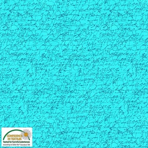 Quilters Coordinates Cursive Text Fabric by STOF 4515-278 Teal by the Half Yard