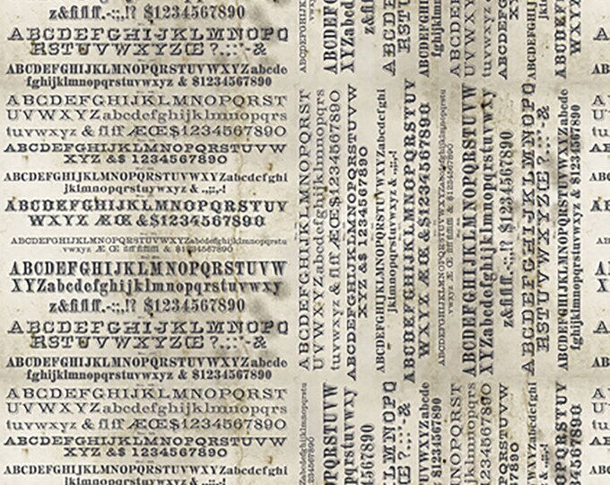 Tim Holtz Monochrome Typography Fabric // FreeSpirit PWTH175.PARCHMENT by the Half Yard