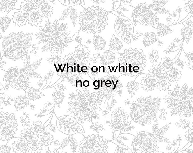 Whiteout Basics Jacobean Floral Fabric // Timeless Treasures HUE-C3119 White by the Half Yard