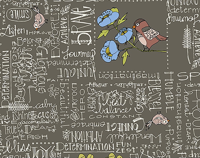 Jaye Bird Words to Live by Text Fabric // Windham 53272-8 by the Half Yard