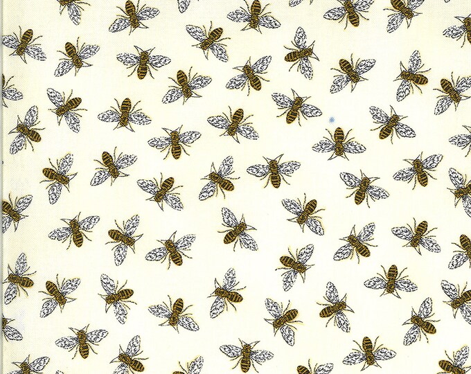 Bee Grateful Buzz Fabric // Moda 19965 11 Parchment by the Half Yard