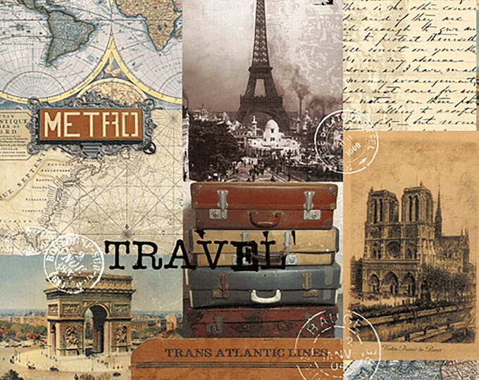 Destination Paris Photo Collage Fabric // Windham 42495-X by the Half Yard