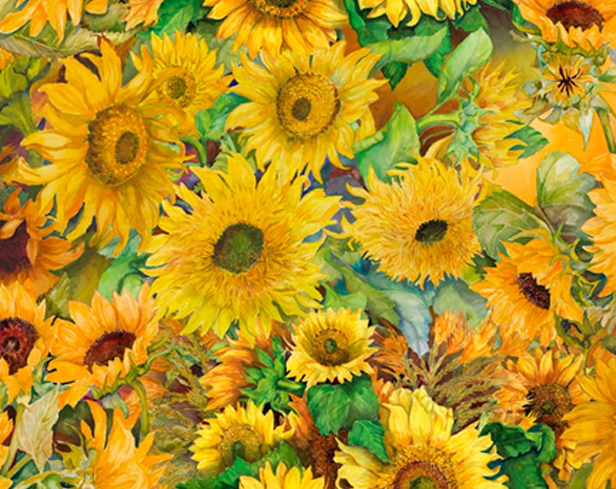 From the Field Sunflowers Fabric // Four Seasons AL-3395-0C-1 by the Half Yard