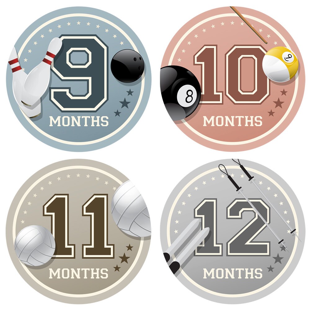 Baby Boy Monthly Stickers Sports Sporty Milestone Stickers Etsy