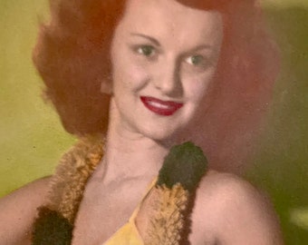 Hand Colored Vintage Hula Girl Pin-Up Photograph
