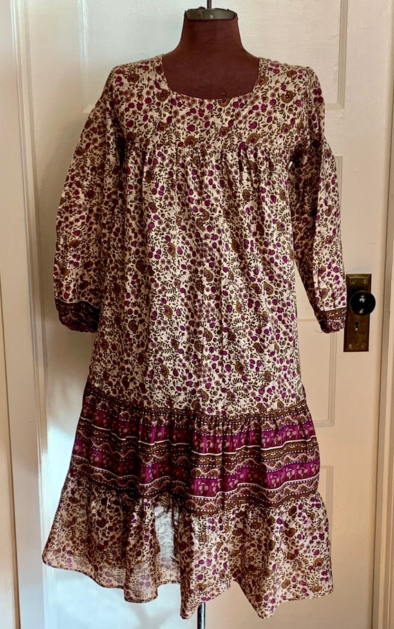 1970s Kaiser Cotton Print Dress Pakistan - image 4