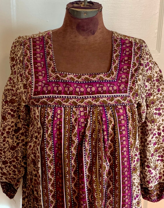 1970s Kaiser Cotton Print Dress Pakistan - image 1