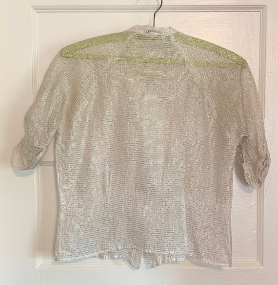 Vintage 50s Sheer Metallic Striped Blouse - image 10