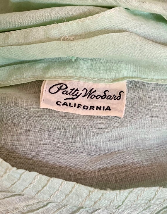 Vintage 50s Pale Green Patty Woodard Cotton Lawn … - image 8