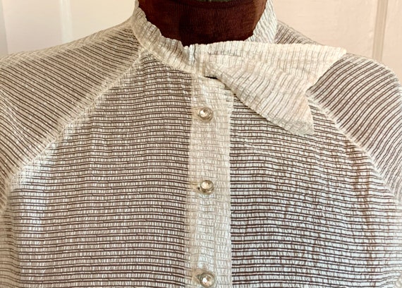 Vintage 50s Sheer Metallic Striped Blouse - image 1