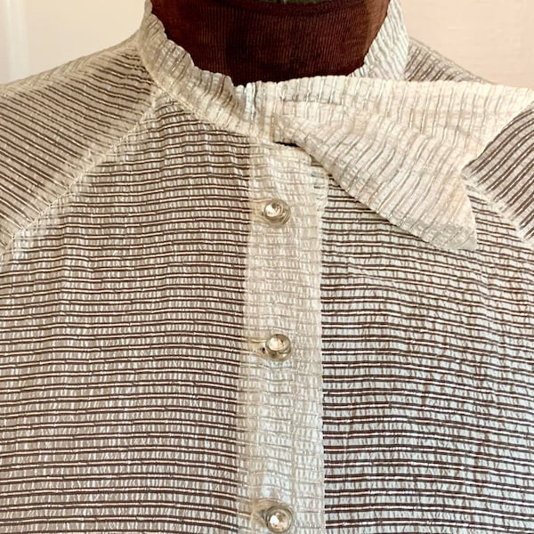 Vintage 50s Sheer Metallic Striped Blouse