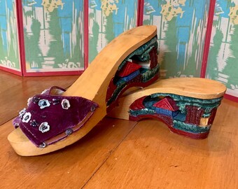 Vintage 40’s Souvenir Bakya Shoes From The Philippines