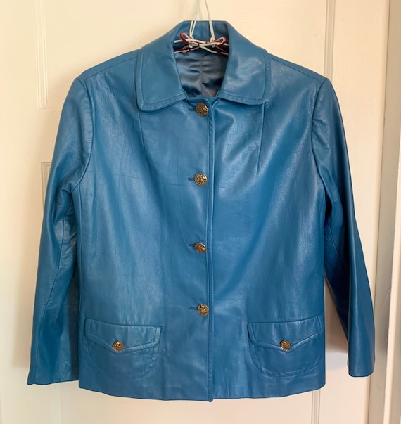 Late 60s/70s Blue Leather Jacket