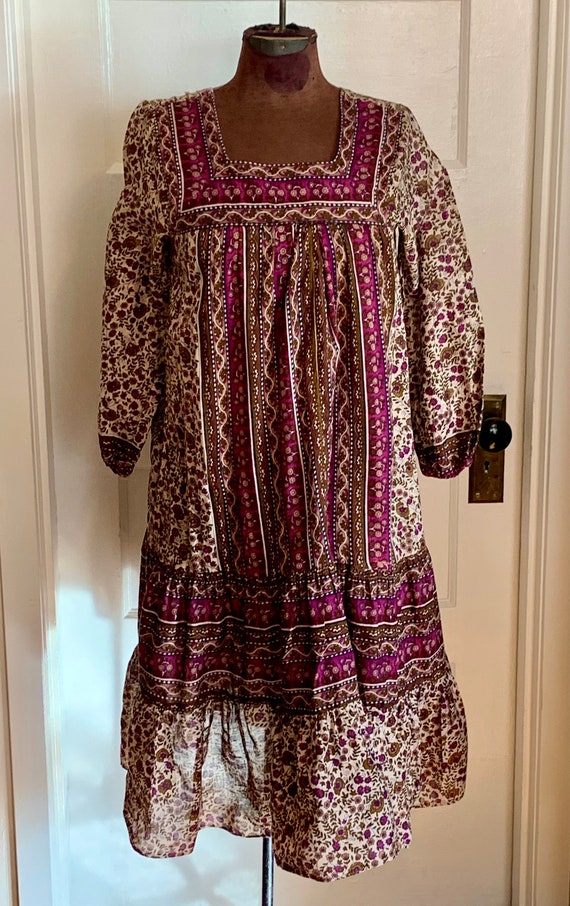 1970s Kaiser Cotton Print Dress Pakistan - image 2