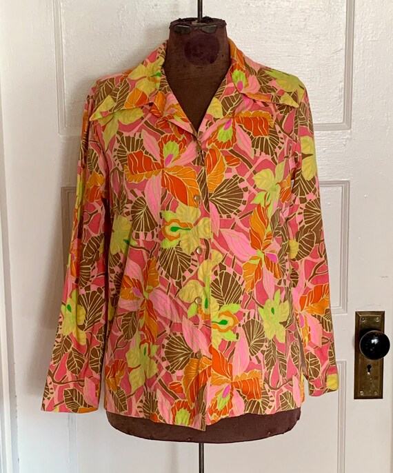 Vintage Tropical Late 60’s Woman’s Graff Blouse - image 2