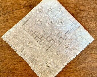 Stunning Antique Embroidered Appenzell Wedding Handkerchief