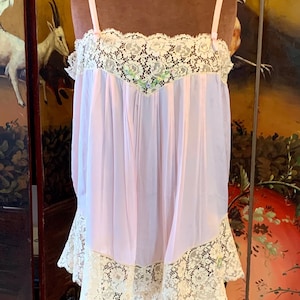 Antique 1920s Pink Silk And Lace Step-In