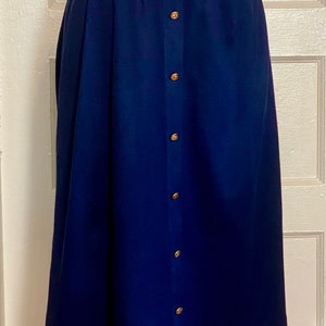 Vintage Heavy Jersey Skirt Navy Blue With Gold Buttons