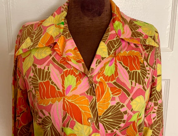 Vintage Tropical Late 60’s Woman’s Graff Blouse - image 1