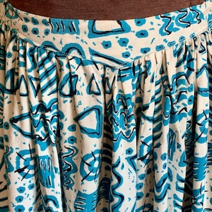 Vintage 50’s Blue And White Abstract Print Skirt
