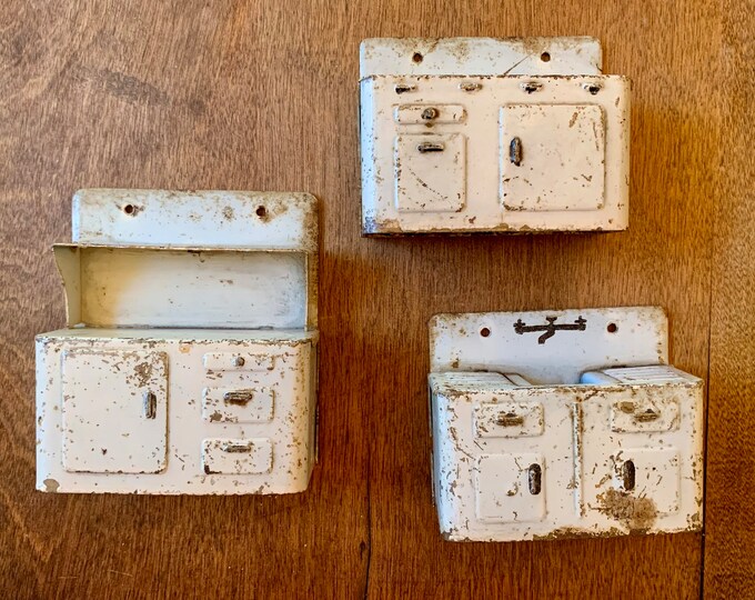 Vintage Distressed Metal Dollhouse Furniture Etsy