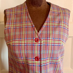 Chaqueta vintage de poliéster a cuadros de los años 70 para mujer