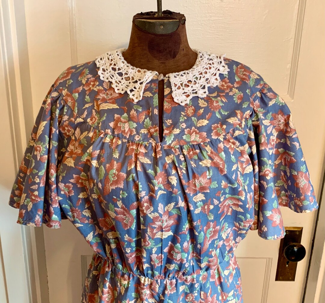 Customized Vintage Floral Shirt Collar Dress