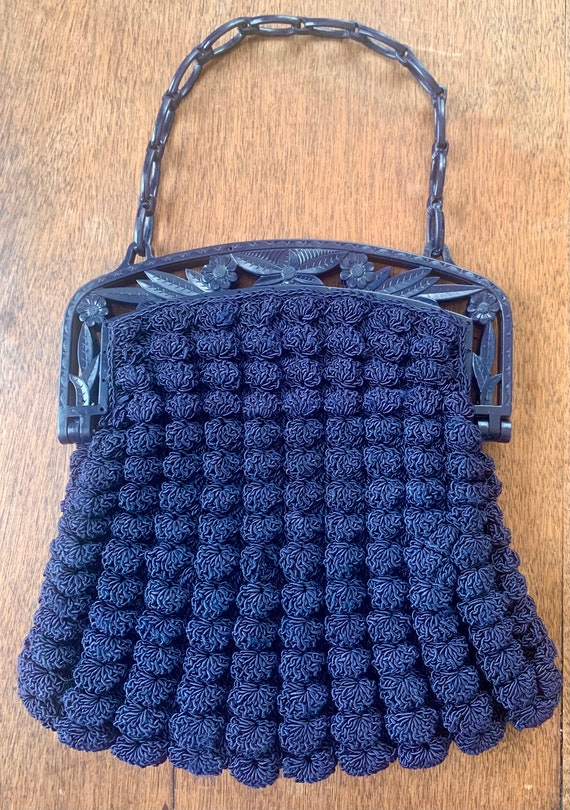 Vintage 40s/50s Crochet Cord Purse